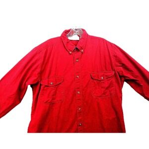 Gitano Mens Red Long Sleeve Button Down Shirt Cotton Flap Pockets Size LT